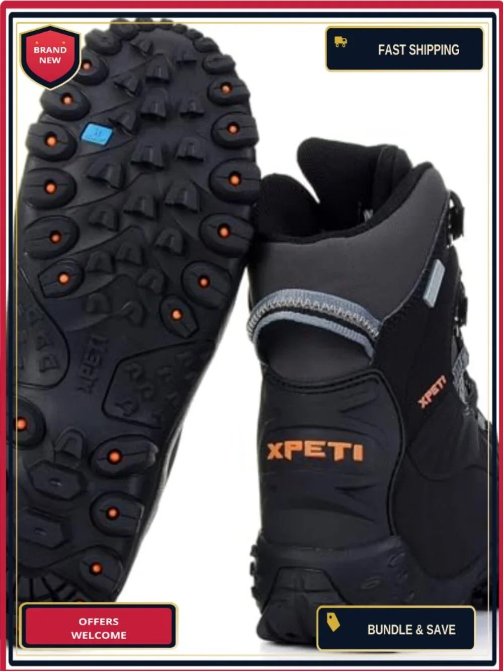 Waterproof Thinsulate Insulated Hiking Boots - Mid High-Top Lace-Up